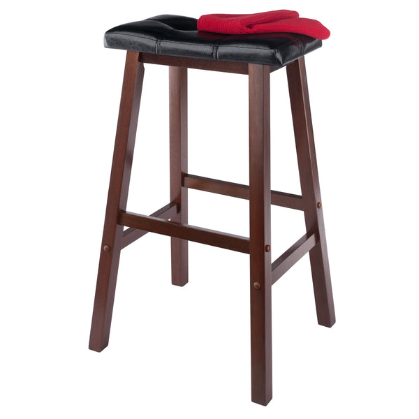 Winsome Wood Mona Saddle Seat Bar Stool - Stylish Black Upholstery & Walnut Wood, Comfort & Stability Combined Walnut ,Black Solid Wood ,Polyurethane 94069-winsome-wood