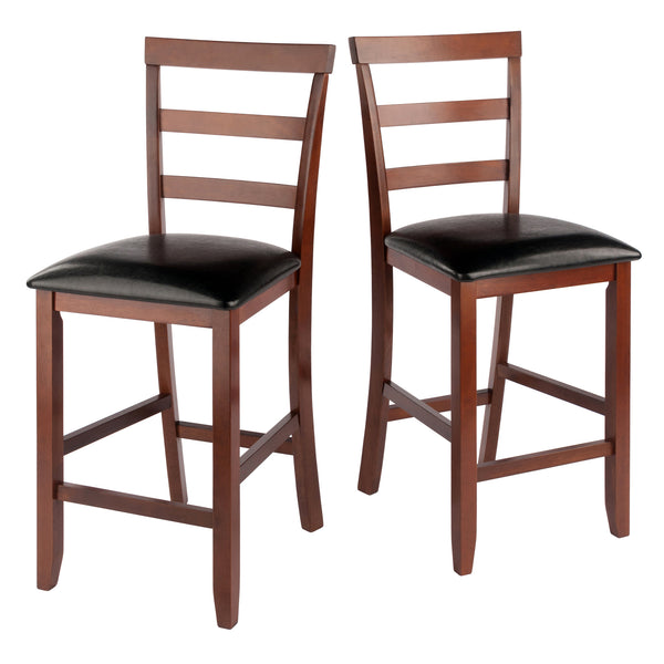 Winsome Wood Simone 2-piece Faux Leather Counter Stool Set - Elegant Black & Walnut, Perfect For Dining Spaces! Walnut ,Black Solid Wood ,Polyurethane 94074-winsome-wood