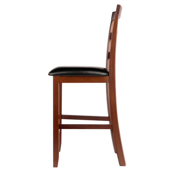 Winsome Wood Simone 2-piece Faux Leather Counter Stool Set - Elegant Black & Walnut, Perfect For Dining Spaces! Walnut ,Black Solid Wood ,Polyurethane 94074-winsome-wood