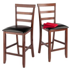 Winsome Wood Simone 2-piece Faux Leather Counter Stool Set - Elegant Black & Walnut, Perfect For Dining Spaces! Walnut ,Black Solid Wood ,Polyurethane 94074-winsome-wood