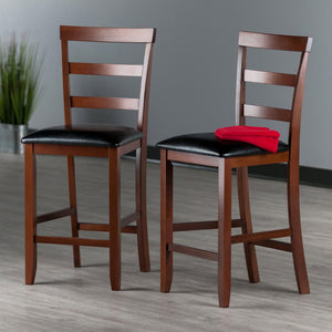 Winsome Wood Simone 2-piece Faux Leather Counter Stool Set - Elegant Black & Walnut, Perfect For Dining Spaces! Walnut ,Black Solid Wood ,Polyurethane 94074-winsome-wood