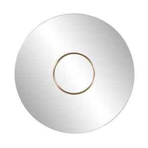 Howard Elliott Leonardo 54" Round Frameless Mirror With Unique Mirror Within A Mirror Design, Brushed Brass Finish Gold Stainless Steel 94077-howard-elliott