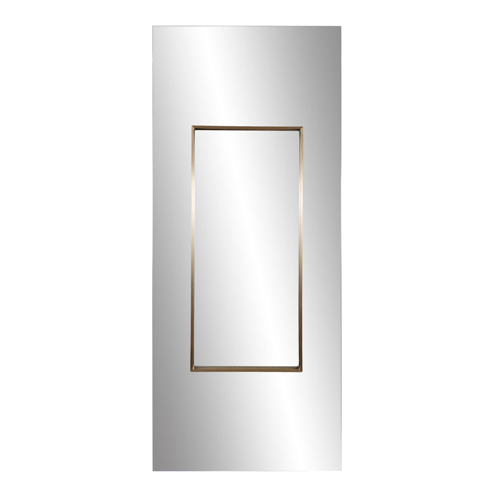 Howard Elliott Leonardo Rectangular Dressing Mirror - Unique Mirror Within A Mirror Design In Brushed Brass Finish Gold Stainless Steel 94078-howard-elliott