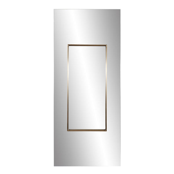 Howard Elliott Leonardo Rectangular Dressing Mirror - Unique Mirror Within A Mirror Design In Brushed Brass Finish Gold Stainless Steel 94078-howard-elliott