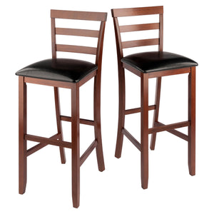 Winsome Wood Simone 2-piece Black Faux Leather Bar Stool Set With Walnut Frame For Ultimate Comfort & Style Walnut ,Black Solid Wood ,Polyurethane 94079-winsome-wood