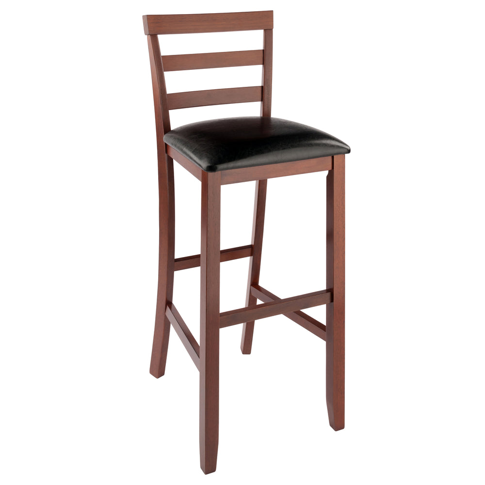 Winsome Wood Simone 2-piece Black Faux Leather Bar Stool Set With Walnut Frame For Ultimate Comfort & Style Walnut ,Black Solid Wood ,Polyurethane 94079-winsome-wood
