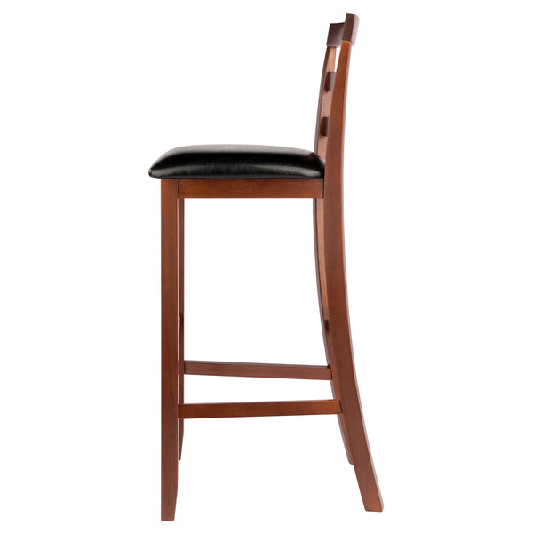 Winsome Wood Simone 2-piece Black Faux Leather Bar Stool Set With Walnut Frame For Ultimate Comfort & Style Walnut ,Black Solid Wood ,Polyurethane 94079-winsome-wood