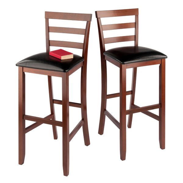 Winsome Wood Simone 2-piece Black Faux Leather Bar Stool Set With Walnut Frame For Ultimate Comfort & Style Walnut ,Black Solid Wood ,Polyurethane 94079-winsome-wood