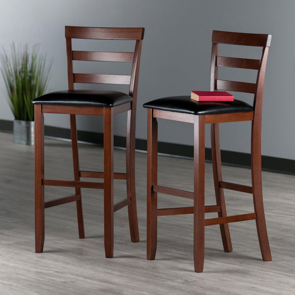Winsome Wood Simone 2-piece Black Faux Leather Bar Stool Set With Walnut Frame For Ultimate Comfort & Style Walnut ,Black Solid Wood ,Polyurethane 94079-winsome-wood