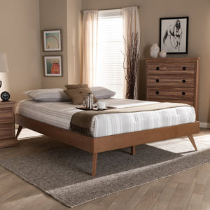 Baxton Studio Baxton Studio Mid-Century Modern Walnut Platform Bed Frame - Stylish, Durable, No Box Spring Needed Lissette King MG9704-Ash Walnut-Bed Frame-King