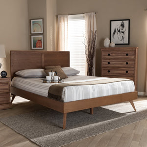 Baxton Studio Baxton Studio Mid-Century Modern Platform Bed in Walnut Brown with Stylish Design & Durability Zenon Queen Zenon-Ash Walnut-Queen