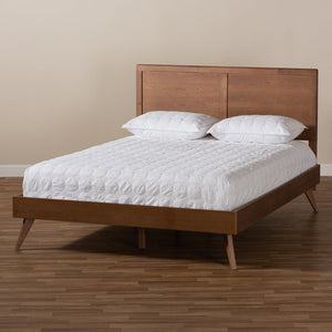 Baxton Studio Baxton Studio Mid-Century Modern Platform Bed in Walnut Brown with Stylish Design & Durability Zenon Queen Zenon-Ash Walnut-Queen