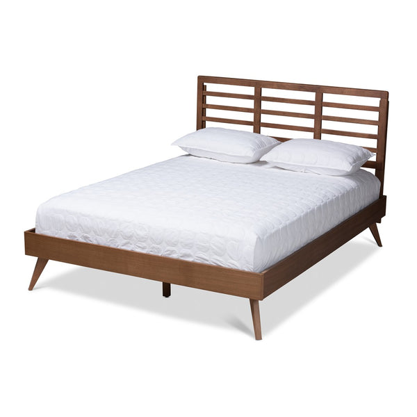 Baxton Studio Baxton Studio Mid-Century Modern Walnut Brown Platform Bed with Adjustable Headboard for Style Calisto Full Calisto-Ash Walnut-Full