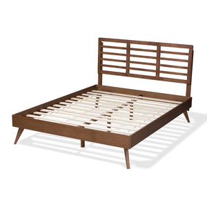 Baxton Studio Baxton Studio Mid-Century Modern Walnut Brown Platform Bed with Adjustable Headboard for Style Calisto Full Calisto-Ash Walnut-Full