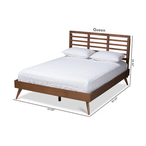 Baxton Studio Baxton Studio Mid-Century Modern Walnut Brown Platform Bed with Adjustable Headboard for Style Calisto Full Calisto-Ash Walnut-Full
