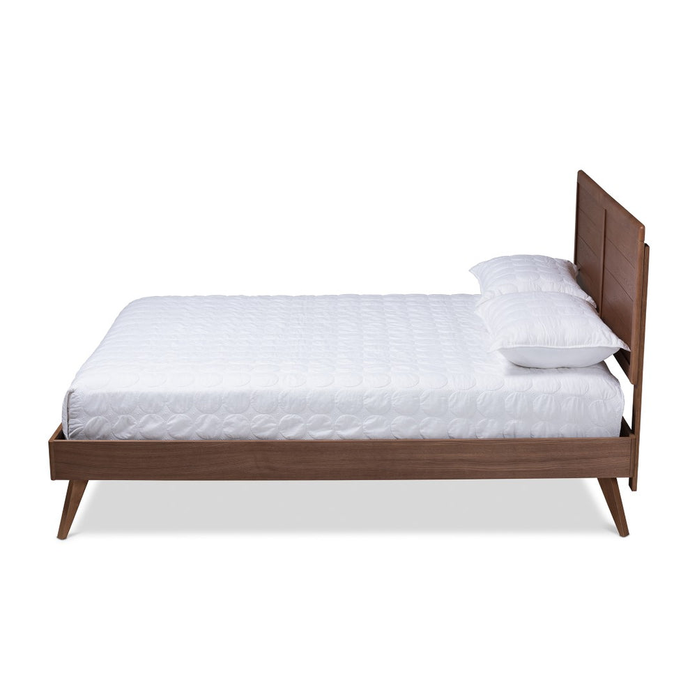 Baxton Studio Baxton Studio Mid-Century Modern Walnut Brown Platform Bed with Adjustable Headboard for Comfort Artemis Full Artemis-Ash Walnut-Full