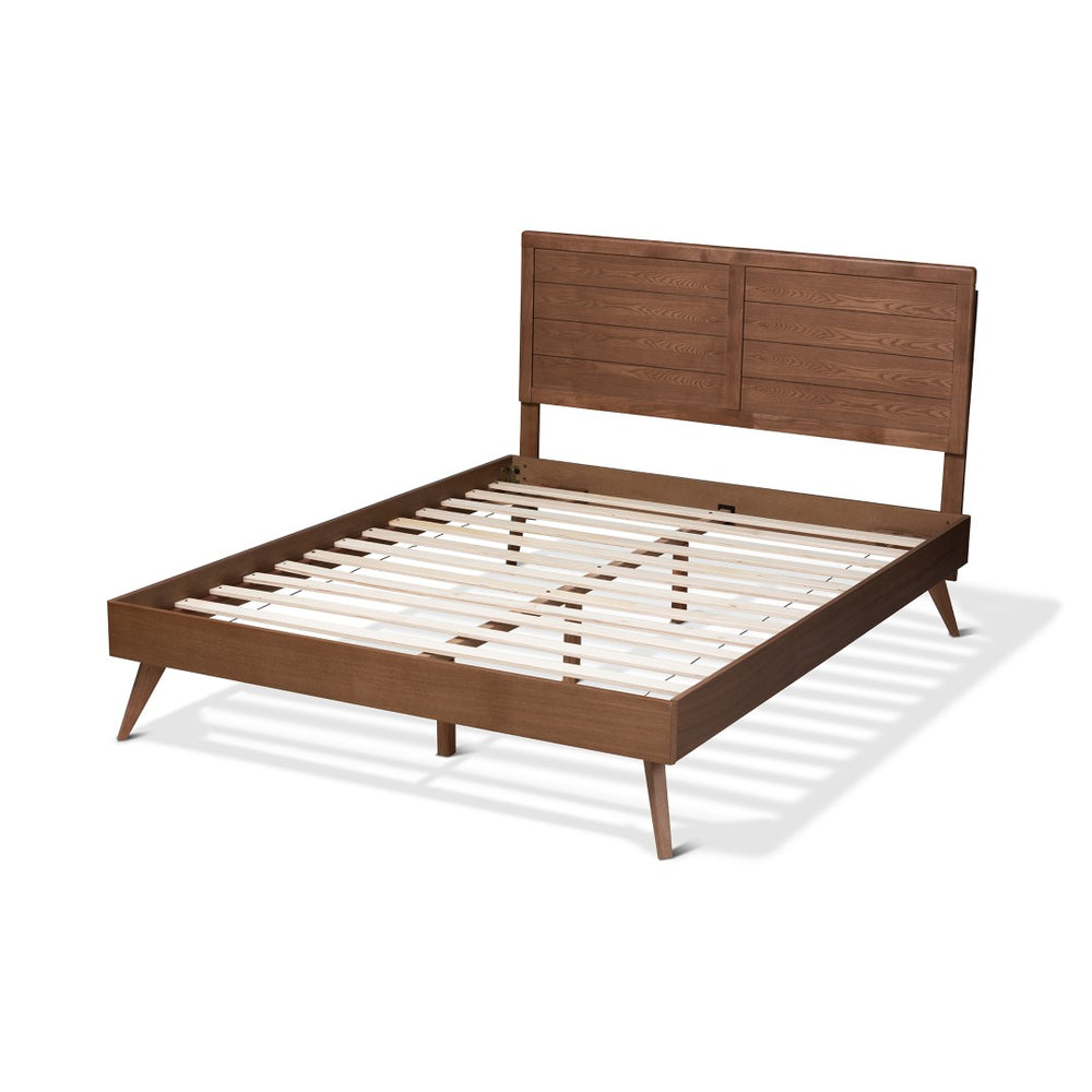 Baxton Studio Baxton Studio Mid-Century Modern Walnut Brown Platform Bed with Adjustable Headboard for Comfort Artemis Full Artemis-Ash Walnut-Full