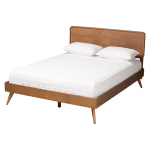 Baxton Studio Baxton Studio Demeter Mid-Century Modern Walnut Bedroom Set with Rattan Accents and Storage Solutions Full 5-Piece Demeter-Ash Walnut-Full 5PC Bedroom Set