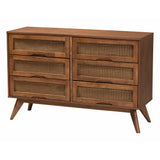 Baxton Studio Demeter Mid-Century Modern Walnut Brown Finished Wood King Size 5-Piece Bedroom Set