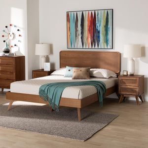 Baxton Studio Baxton Studio Demeter Mid-Century Modern Walnut Bedroom Set with Rattan Accents and Storage Solutions King 3-Piece Demeter-Ash Walnut-King 3PC Bedroom Set