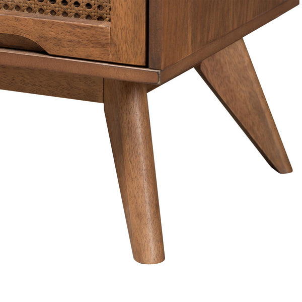 Baxton Studio Baxton Studio Demeter Mid-Century Modern Walnut Bedroom Set with Rattan Accents and Storage Solutions King 3-Piece Demeter-Ash Walnut-King 3PC Bedroom Set