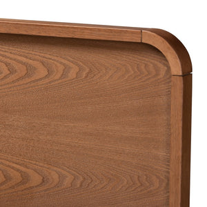 Baxton Studio Baxton Studio Mid-Century Modern Walnut Brown Wood Platform Bed with Adjustable Headboard Heights Demeter Demeter-Ash Walnut-Queen