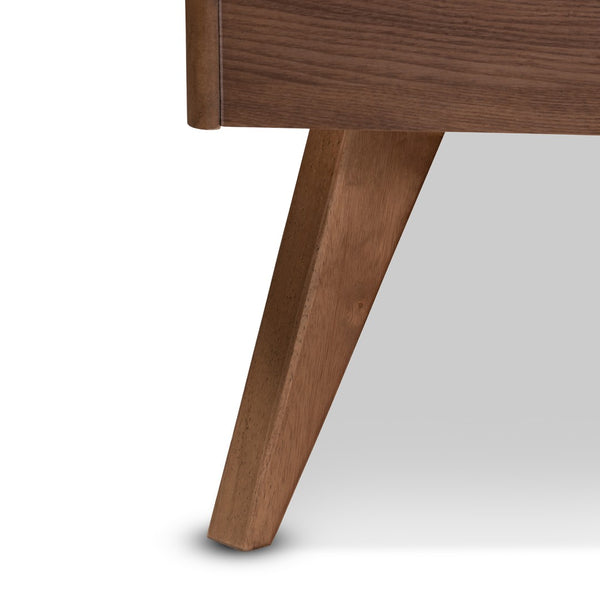 Baxton Studio Baxton Studio Mid-Century Modern Walnut Brown Wood Platform Bed with Adjustable Headboard Heights Demeter Demeter-Ash Walnut-Queen