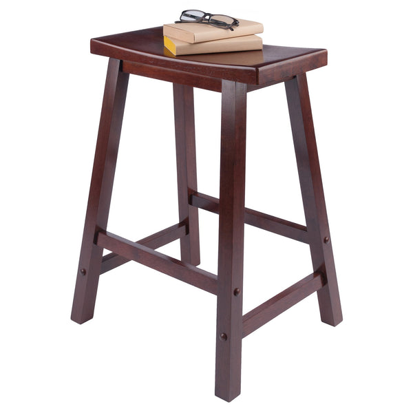 Winsome Wood Satori Saddle Seat Counter Stool - Elegant Walnut Design, Comfortable 24" Height For Modern Spaces Walnut Solid Wood 94084-winsome-wood