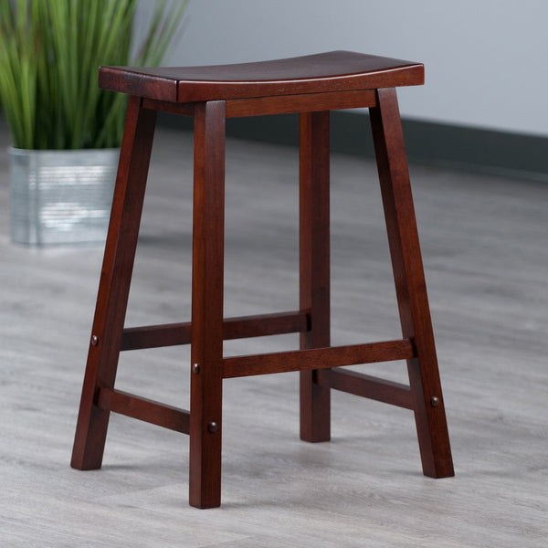 Winsome Wood Satori Saddle Seat Counter Stool - Elegant Walnut Design, Comfortable 24" Height For Modern Spaces Walnut Solid Wood 94084-winsome-wood