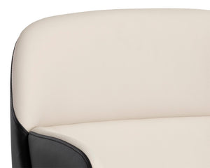 Sunpan Hagan Futuristic Dining Armchair - Stylish Modular Design in Dillon Cream & Black Faux Leather