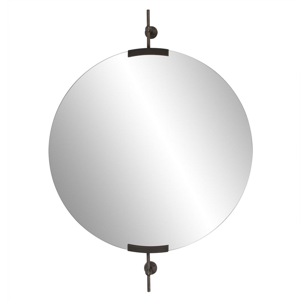 Howard Elliott Wexford Round Mirror - Vintage-inspired Design With Hand-forged Iron Brackets For Timeless Elegance Brown Glass,Stainless Steel 94086-howard-elliott