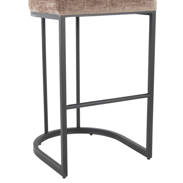 English Elm Fixed-height Barstools Powder Coated Steel Frame Brown Upholstered Seat Set of Two Black+Brown B202P471220
