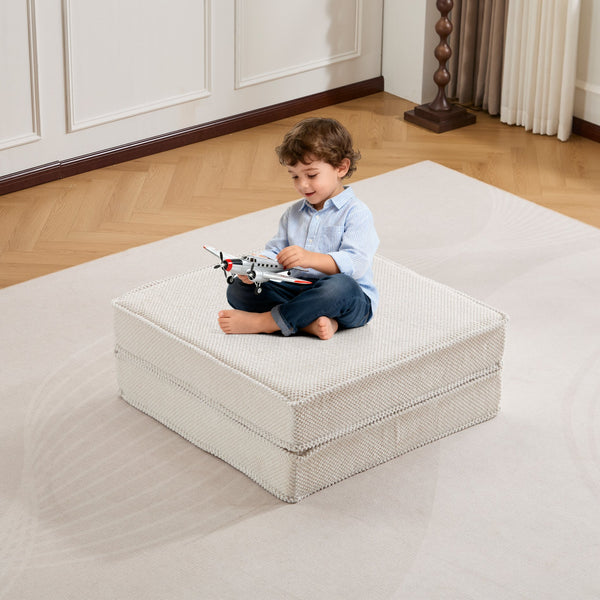 English Elm Compression Mahjong Sofa Convertible Floor Bed Modular Boneless Sectional with Ottoman, White Circle Fleece Comfort and Memory Foam Support W3723P377149