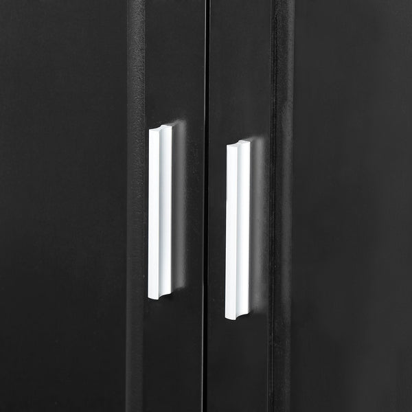 English Elm Tall Bathroom Storage Cabinet – Slim Black MDF Organizer with 2 Doors, 2 Drawers, Adjustable Shelves, Anti-Tip Device N725P172882B