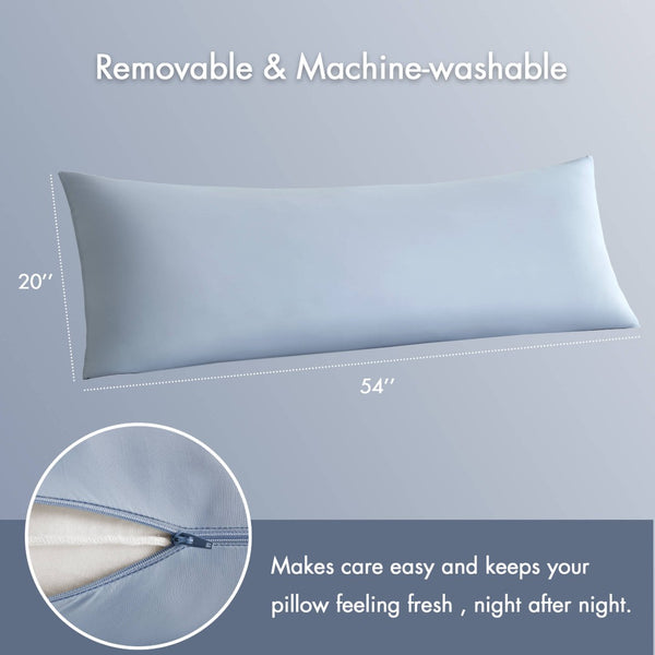 English Elm 1- Piece Full Body Cooling Pillow with Nylon Spandex Cover for Side Sleepers Blue B035P482975