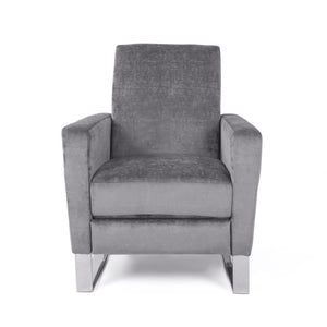 English Elm Christopher Knight Home® - Arvin Plush Push-Back Recliner with Stainless Steel Legs — Modern Fabric Comfort for Living Rooms Grey 65272.00FGRY