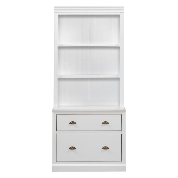 English Elm 83.4"Tall Modern Bookshelf Suite With Led Lighting, Drawers & Open Shelves For Stylish Storage Solutions N751S059420K