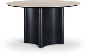 Meridian Furniture Corvina Stone Top Dining Table with Sculptural Oak Veneer Base for Modern Rooms Black 46.5 inches 940Black-T