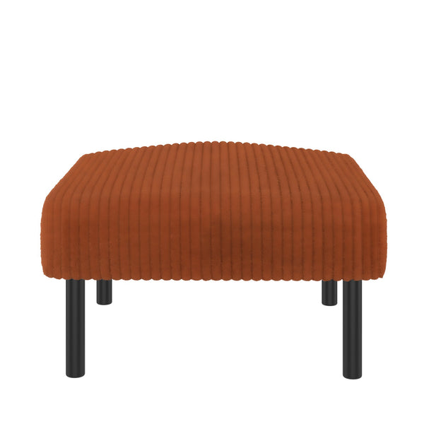 English Elm UNITED Corduroy Ottoman Footstool with Sturdy Frame, Soft Padded Seat, Versatile Living Room Stool Orange W1568P307254