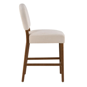 English Elm 26'' Rubberwood Fabric Counterstool Set Padded Backrest Kitchen Island Seating Beige N780P394271B