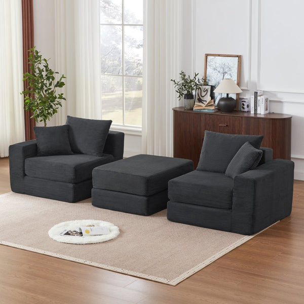 English Elm Modular Cloud Sectional Corduroy Sofa Deep Seat Comfort for Flexible Living Spaces Dark Gray W3396P435277