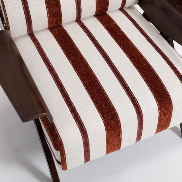 English Elm Modern Striped Linen Accent Chair Solid Wood Legs Wide Armrests for Living Room W1249P479887