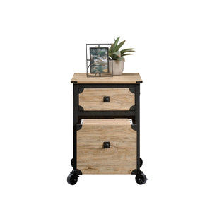 English Elm File Pedestal Rolling Cabinet Dark Oak Finish Metal Frame Home Office Storage B356P354489