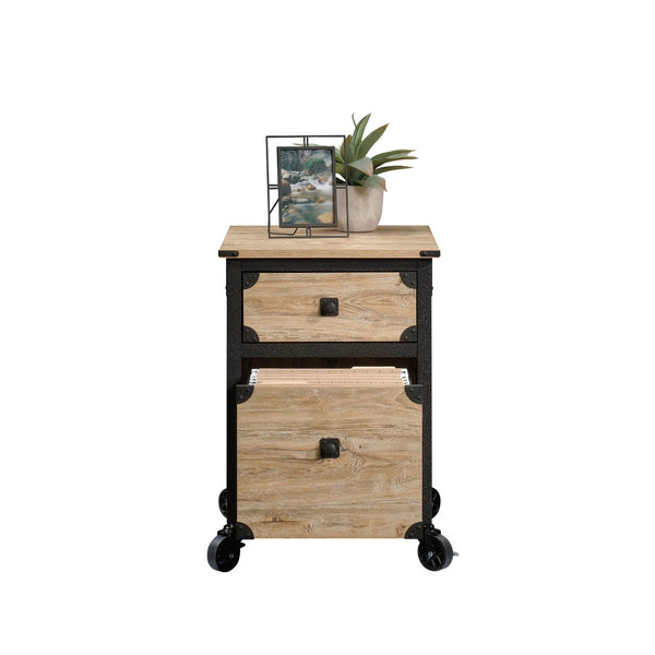 English Elm File Pedestal Rolling Cabinet Dark Oak Finish Metal Frame Home Office Storage B356P354489