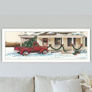 English Elm Trendy Decor 4u Winter Holiday Framed Canvas Print White Wood Wall Art Bedroom Living Room B067P256647