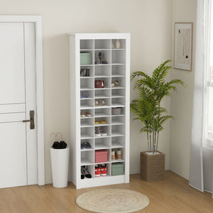 English Elm Homcom Tall Narrow Shoe Organizer Open Cubby Storage Unit Holds 36 Pairs White W2225P229414