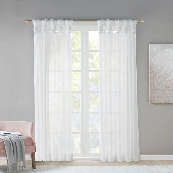 JLA Home Madison Park - Twist Voile Sheer Panels with Twist-Tab Header, OEKO-TEX Certified Light-Filtering Drapes for Rooms White MP40-5467