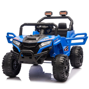 English Elm 12v Kids Electric Utv with 4-wheel Suspension Anti-collision Bar and 2-hour Battery Blue W1578P343327