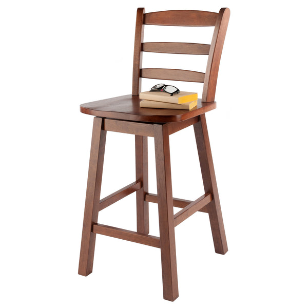 Winsome Wood Scalera Ladder-back Swivel Seat Counter Stool In Walnut - Stylish, Comfortable, And Durable Design Walnut Solid Wood ,Metal 94104-winsome-wood