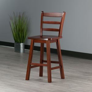 Winsome Wood Scalera Ladder-back Swivel Seat Counter Stool In Walnut - Stylish, Comfortable, And Durable Design Walnut Solid Wood ,Metal 94104-winsome-wood
